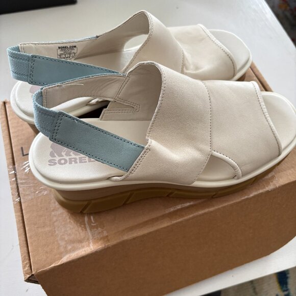 NEW | Sorels Joanie III Slingback Ivory Wedge Sandals Womens 10 - Picture 3 of 7